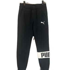 Puma Black Logo Cotton Blend Casual Comfortable Sweatpants Joggers Men Sz M